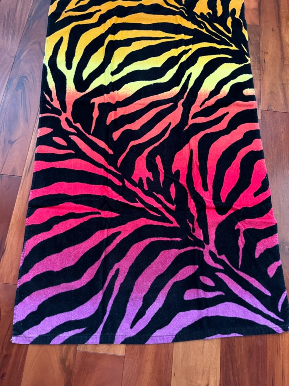 Gradient Zebra Print Beach Towel - Yellow Orange Pink Purple - Picture 8 of 9